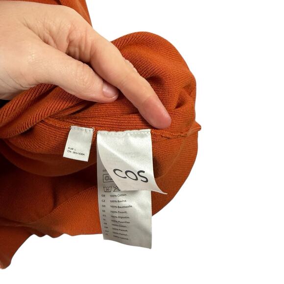 COS Relaxed Polo Sweater Orange 100% Cotton Preppy Capsole Office Womens Large - Picture 4 of 6